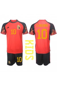 Belgia Eden Hazard #10 Jalkapallovaatteet Lasten Kotipeliasu MM-kisat 2022 Lyhythihainen (+ Lyhyet housut)